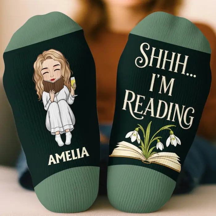 Personalized Crew SocksBusy Reading - Image 2