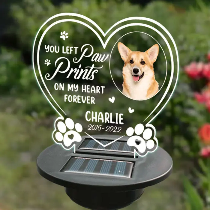 Tailored You Left Paw Prints On Our Hearts Forever | Upload Image, Memorial Gift, Sympathy Gift - Image 2