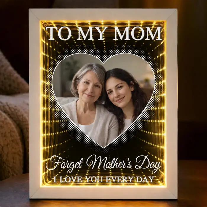 Tailored Photo Infinity Mirror Light Box - Celebrating Moms With Love - Image 2
