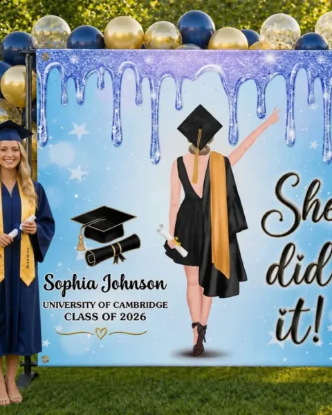 Personalized Backdrop | She Came, She Slayed, She Graduated