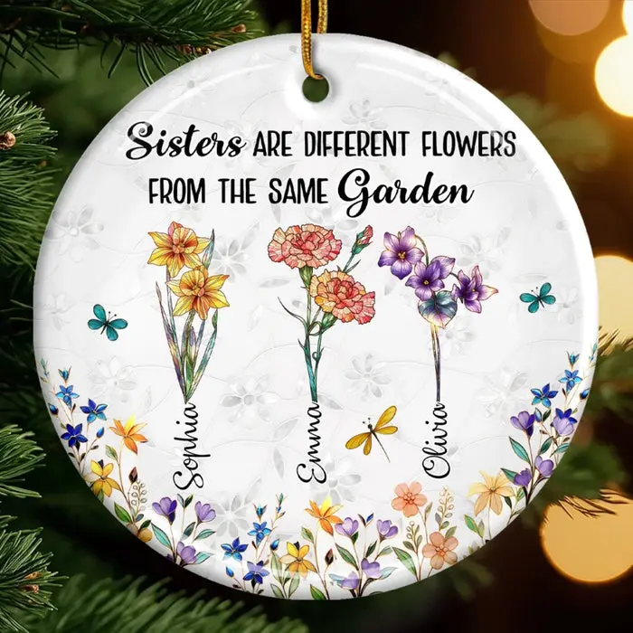 Personalized Ceramic Ornament ~ Like Flowers, We Grow Stronger Side By Side