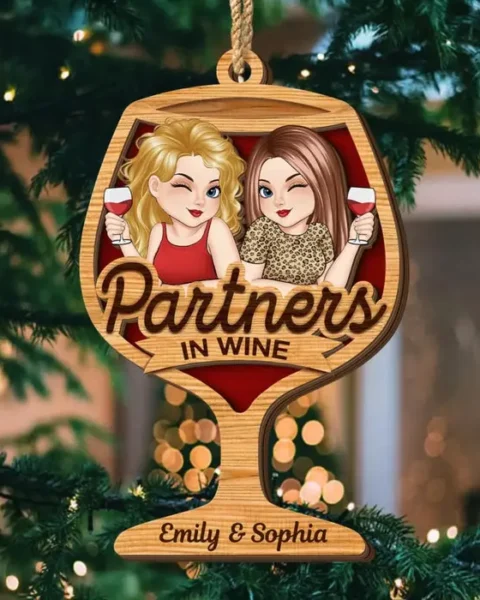 Tailored Double Layer Wooden Ornament | Merry Moments With My Bestie
