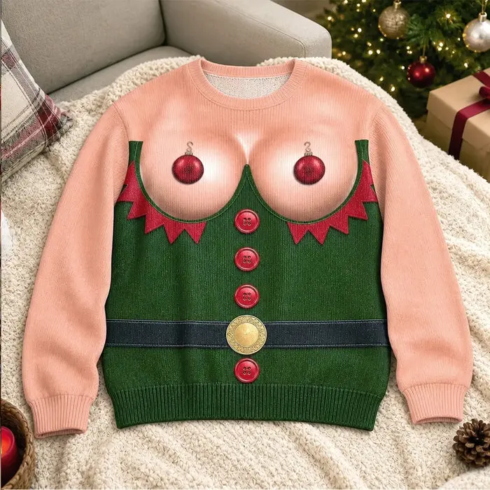 Tailored Quirky Unisex Ugly Sweatshirt ~ Santa's Favorite Party Girl - Image 2