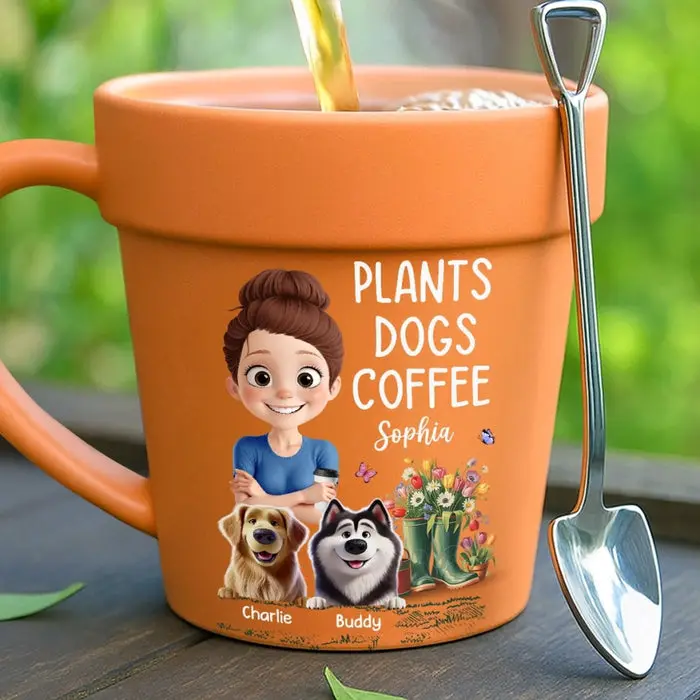 Custom-Made Plant Pot Ceramic Mug ~ Best Buds, Best Brews - Flower Pot Mug