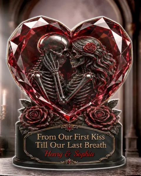 Personalized Gothic Skeleton Acrylic Plaque - Dark And Beautiful Love Moments