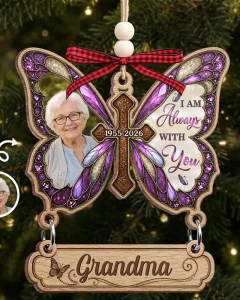 Custom-Made Photo Wooden Ornament With Tag | Forever Carried In Our Hearts