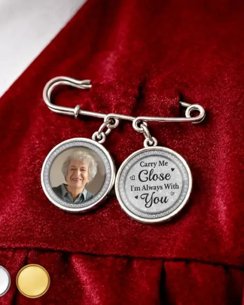 Custom-Made Lapel Pin With Photo Charms | In Every Step, I Feel You With Me