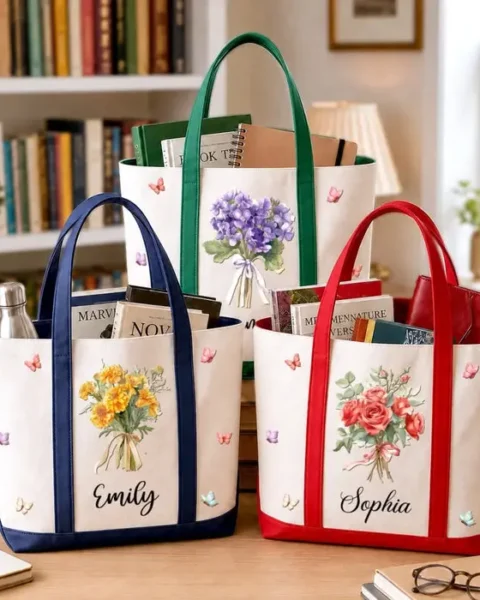 Custom-Made Canvas Tote Bag | A Bouquet Of Love