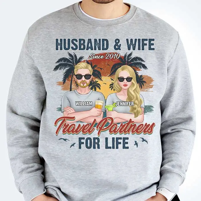 Personalized Husband And Wife Travel Partners Since Year ~ Gift For Couple, Husband Wife, Anniversary, Engagement, Wedding, Marriage Gift - Image 2