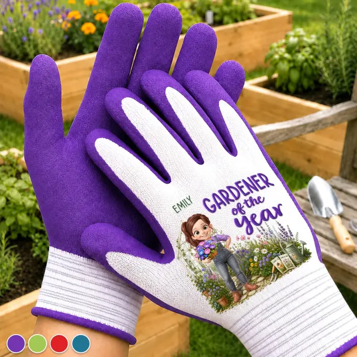Personalized Coated Grip Gardening Gloves | Garden Days Happy Hearts