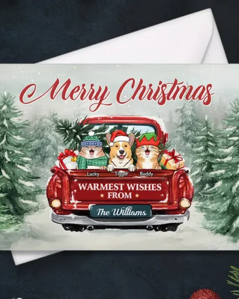 Personalized Merry Christmas Warmest Wishes From Family | Christmas Gift For Pet Owners, Pet Lovers
