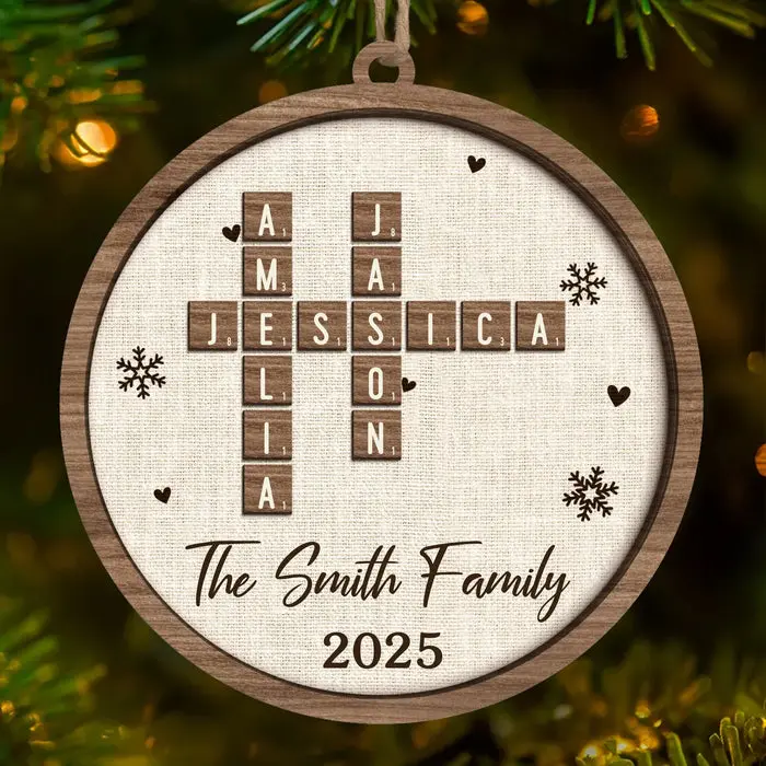 Custom-Made Scrabble Wood Ornament ~ Christmas Starts With Family Smiles - Image 2