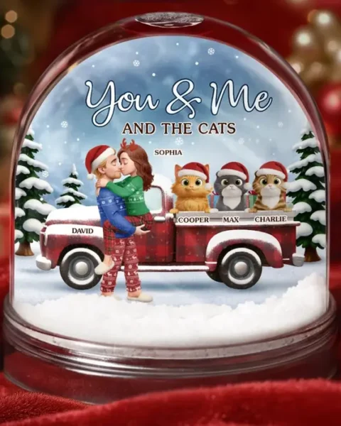 Bespoke Acrylic Snow Globe ~ You Me And The Cat