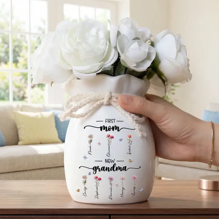 Custom-Made Flower Vase With Ribbon - A Garden Grown From Her Heart - Image 2