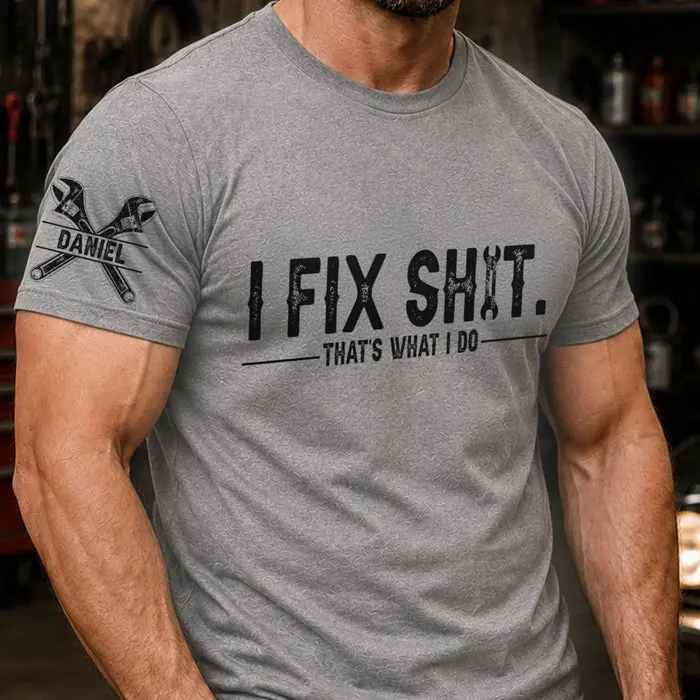 Personalized Mechanic T-Shirt - Built To Fix - Image 2