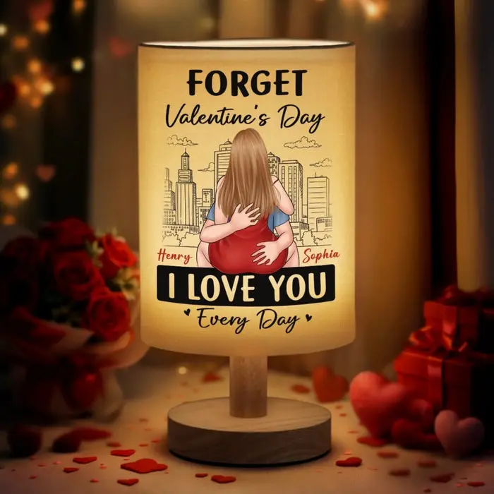 Personalized Linen Bedside Table Lamp ~ Love Built On Small Joys