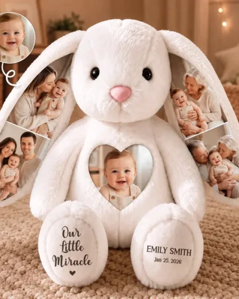 Personalized Photo Heart Bunny PlushOur Little Miracle