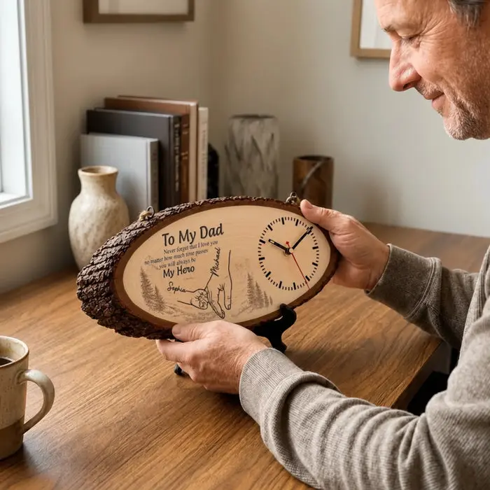 Personalized Wooden Clock | Dad Always Knows The Way - Image 2