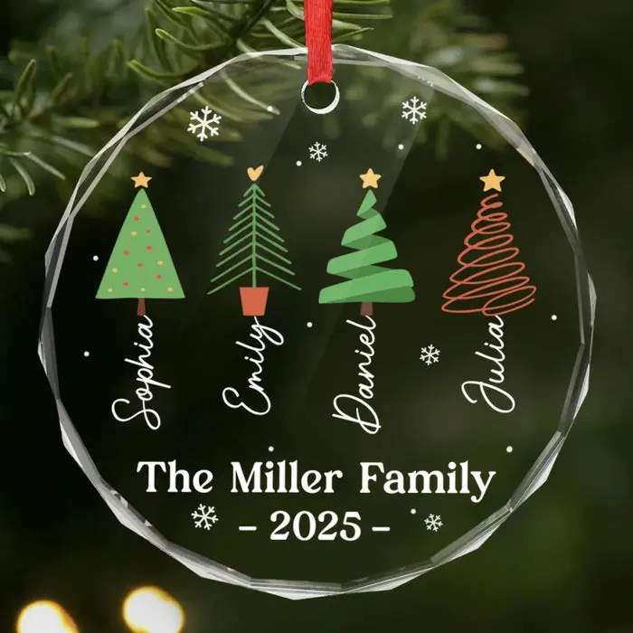 Custom-Made Circle Glass Ornament - Joy Around Our Tree