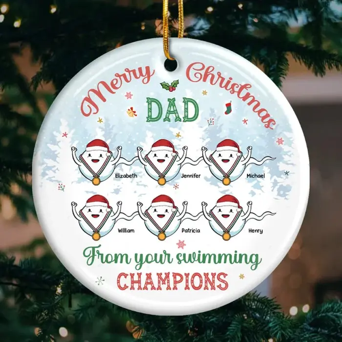 Custom-Made Dad, You Are My Hero ~ Ceramic Round Shaped - Christmas Gift For Dad, Grandpa