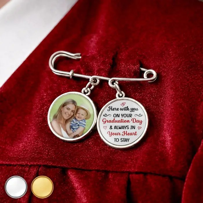 Custom-Made Lapel Pin With Photo Charms | Holding This Moment Together