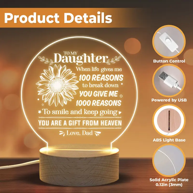 Personalized You Give Me 1000 Reasons To Smile & Keep Going ~ To My Daughter, Gift For Daughter, Daughter Gift From Dad, Birthday Gift For Daughter, Christmas Gift - Image 2