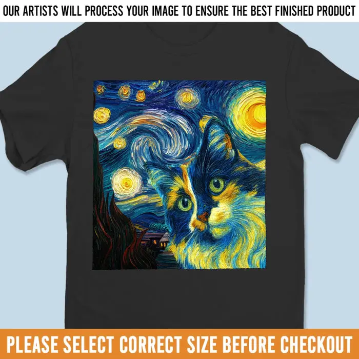 Bespoke Photo Unisex T-shirt, Premium T-shirt, Hoodie ~ Whiskers In A Whirl Of Stars - Image 2