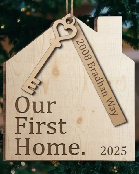 Made-to-Order First Christmas In New Home Wood Ornament - Our First Home Journey Begins