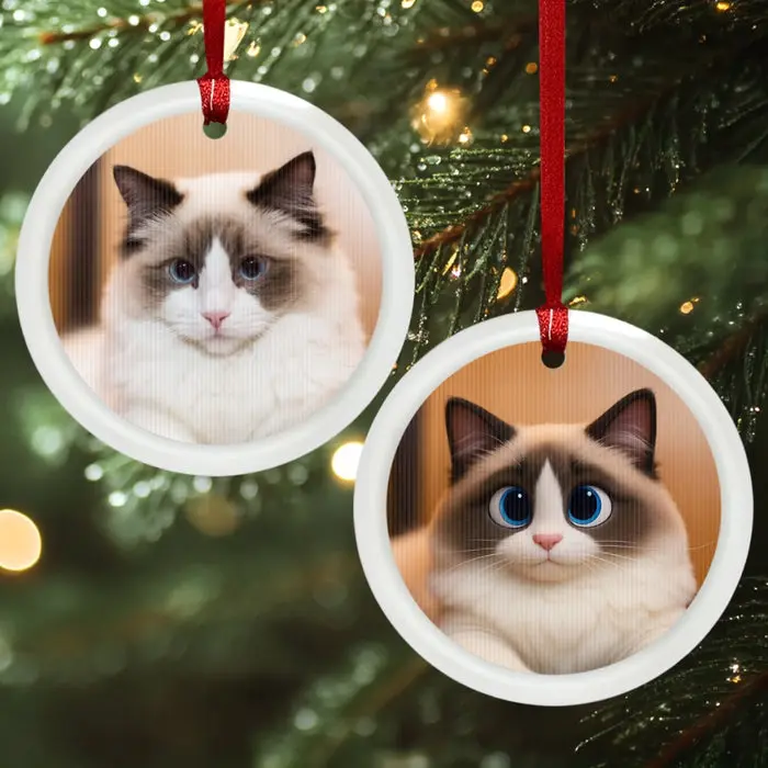 Tailored Photo Lenticular Crystal OrnamentFurry Friends, Festive Hearts