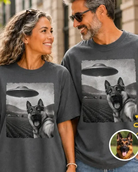 Custom-Made Cheeky Photo Funny Comfort T-Shirt - UFO Pet Encounter
