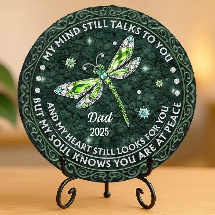 Custom-Made Round Shaped Stone With StandYour Memory Lives With Us - Image 2