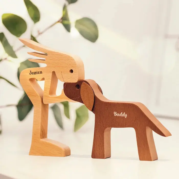 Custom-Made WMWDThe Love Between You And Your Fur-Friend - Gift For Pet Lovers - New Arrival, Wood Sculpture Table Ornaments, Carved Wood Decor AMZ
