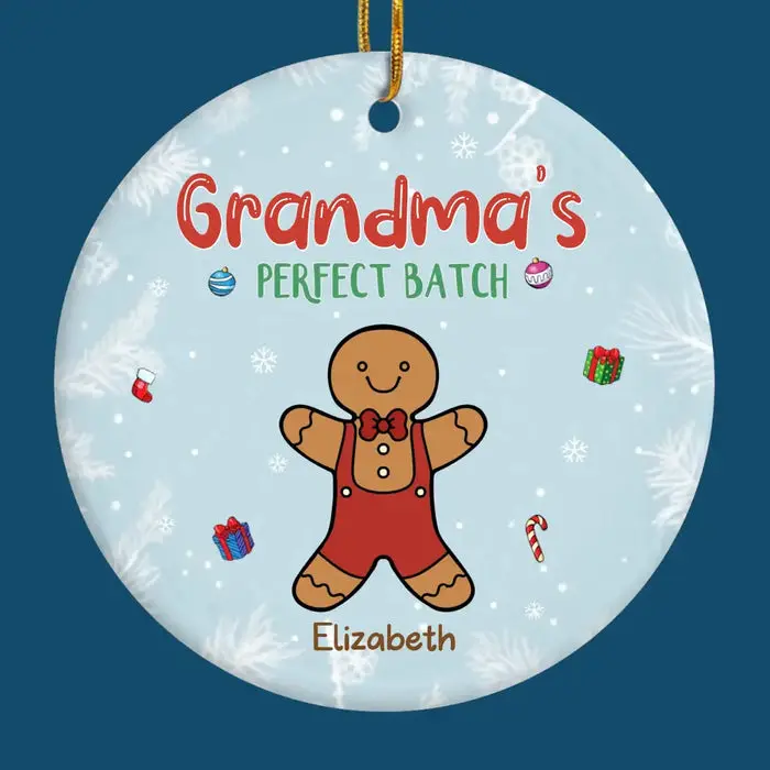 Personalized Gingerbread Kisses And Christmas Wishes | Ceramic Round Shaped - Christmas Gift For Mom, Grandma - Image 2