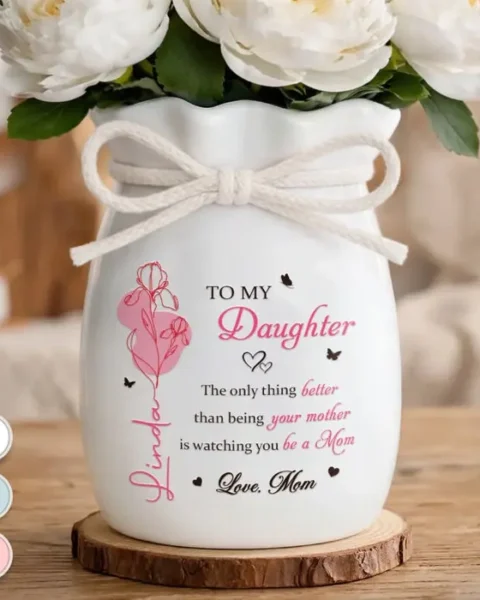 Bespoke Flower Vase With Ribbon | To My Daughter, Forever My Heart