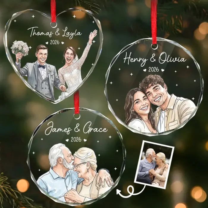 Bespoke Photo Heart, Round Glass Ornament | Together Feels Like Home