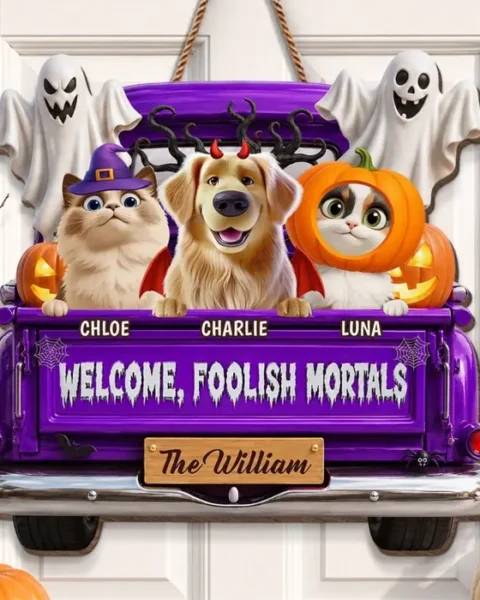 Personalized Wood Sign - Haunted By Our Happy Pack
