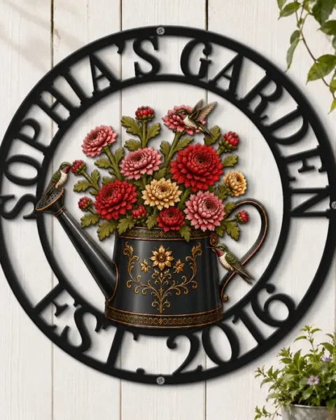 Custom-Made Shaped Metal Sign | Gardener’s Secret Sanctuary
