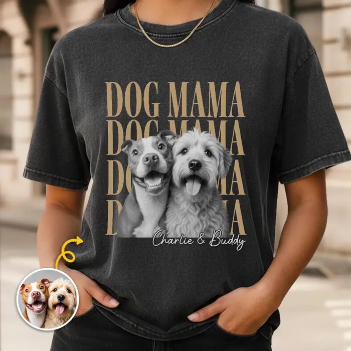 Tailored Photo Washed Cotton T-shirt | Proud Dog Mama
