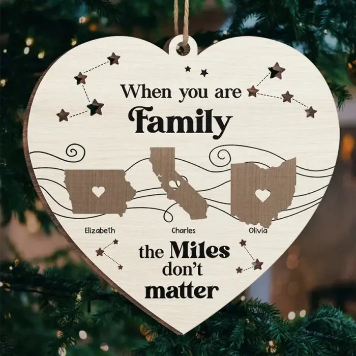 Bespoke The Love I Have For My Family Knows No Distance ~ Wood Custom Shaped - Christmas Gift For Family Members