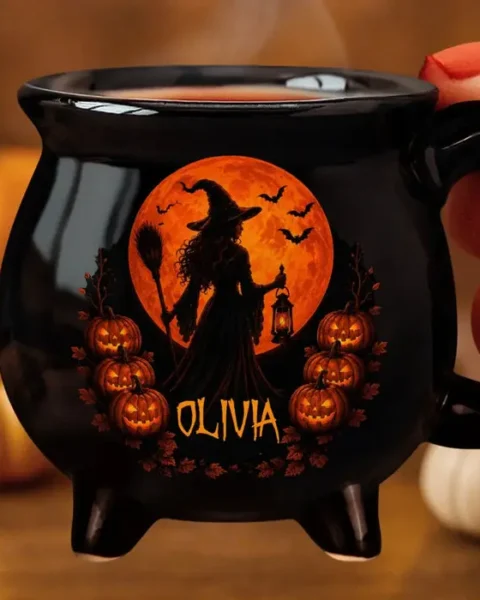 Tailored 12oz Ceramic Cauldron Coffee Mug ~ Spells & Smiles