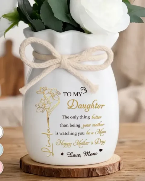 Bespoke AMZ, New Arrival, Custom Flower Vase With Ribbon ~ You Hold Love So Beautifully