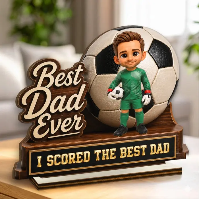 Custom-Made Photo LA 2026 Soccer Dad 2-Layered Wooden Plaque | Kick Goals Make Memories - Image 2