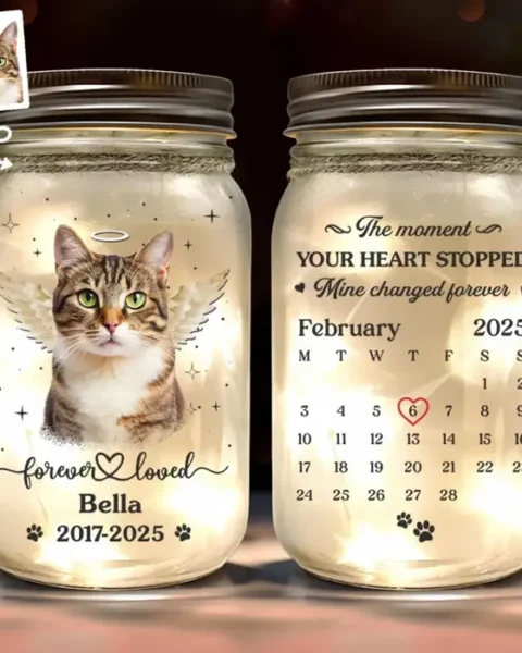 Bespoke Photo Mason Jar Light - Love Stays Beyond The Pawprints