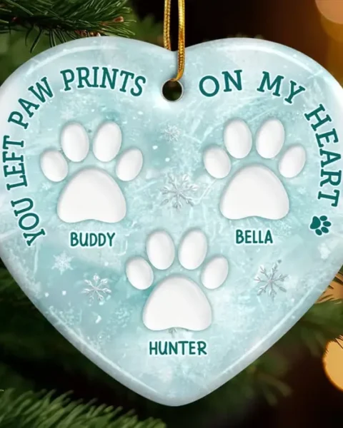 Tailored Ceramic Ornament - Paws In Hearts Forever Loved