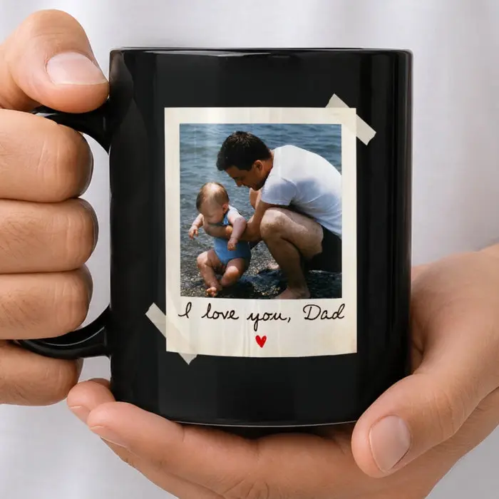 Personalized Photo Black Mug ~ Built By Dad’s Love - Image 2