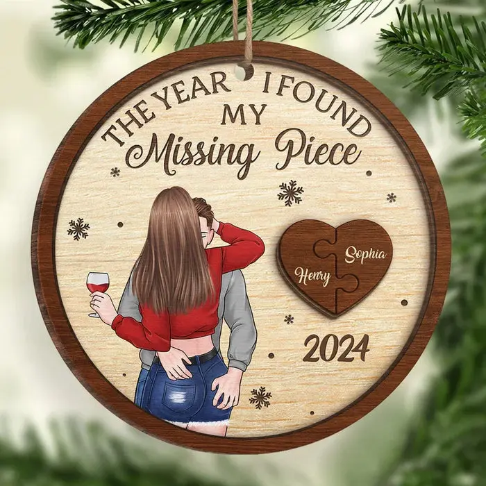 Bespoke The Year I Found My Missing Piece - Wood Custom Shaped - Christmas Gift For Husband Wife, Anniversary
