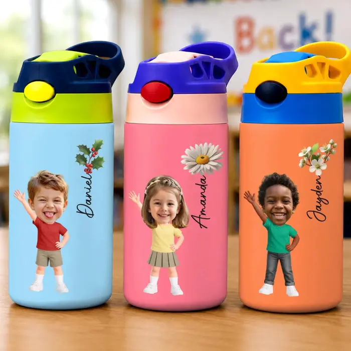 Tailored Photo Kids Insulated Water Bottle - Ready Set Shine - Image 2