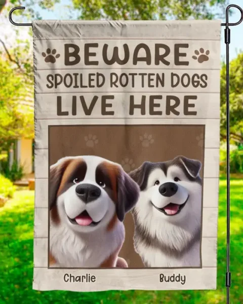Bespoke Beware Spoiled Rotten Dog Lives Here | Gift For Pet Owners, Pet Lovers