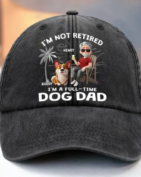 Personalized Vintage Washed Denim Baseball Cap - Working Overtime In Belly Rubs