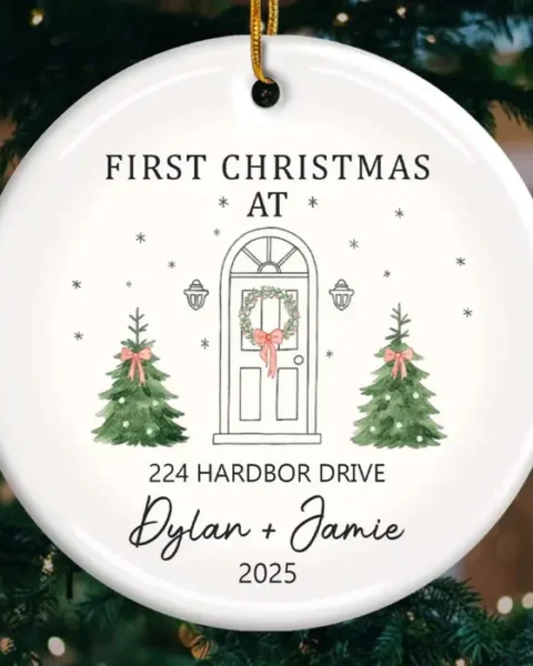 Made-to-Order First Christmas In New Home Ceramic Ornament - Our Forever Beginning